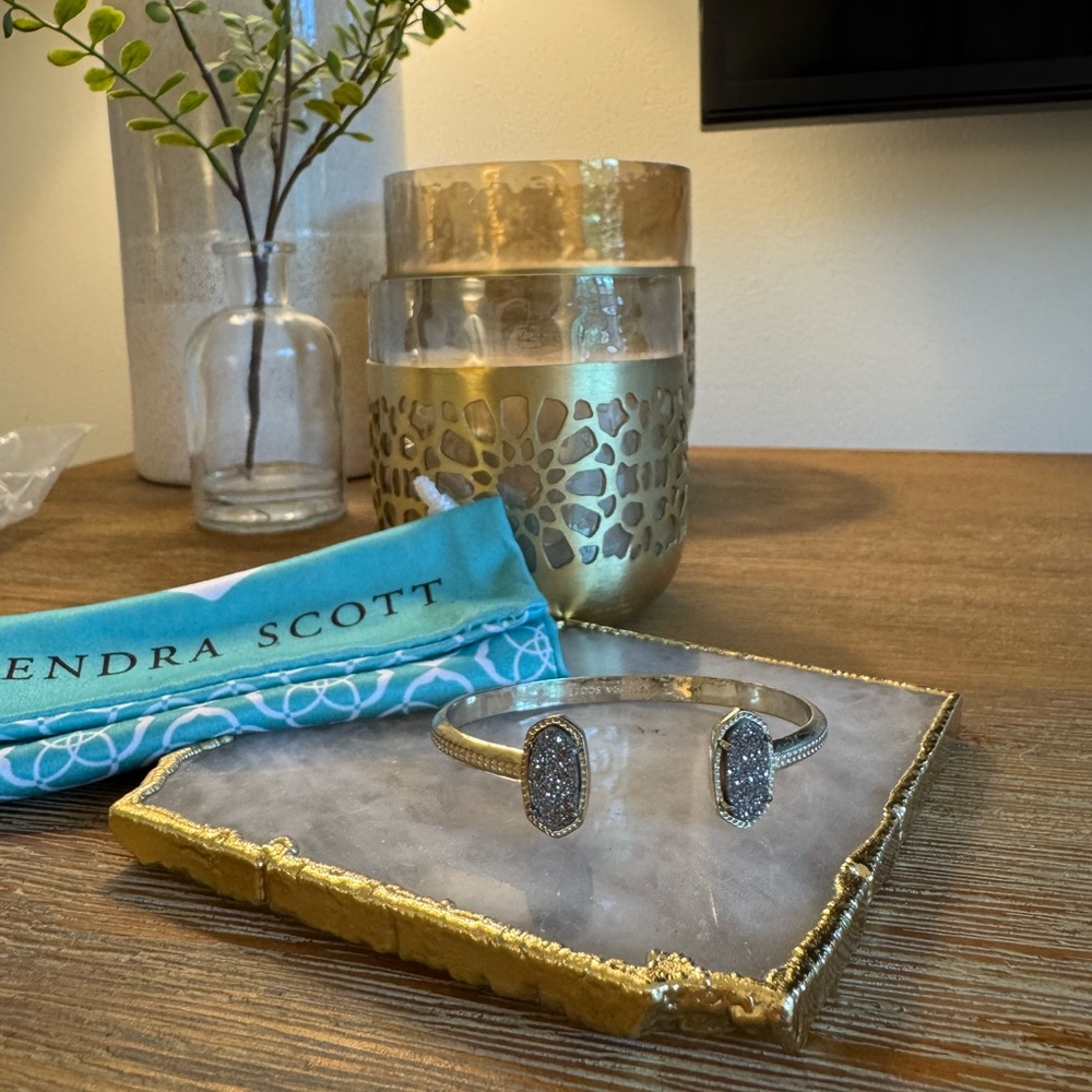 Elton Gold Cuff Bracelet in Platinum Drusy